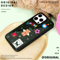 Coque de téléphone magnétique pour iPhone 17/17 Pro/17 Pro Max/16/16 Pro/16 Pro Max avec motif ange doré et bordure noire floquée