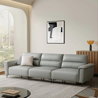 Canapé en cuir rectangulaire trois places de haute qualité, design moderne, rembourrage en éponge, confortable et doux, canapé de salon SYMTERA, hôtel, villa