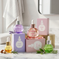 Flacon compte-gouttes en verre dépoli coloré en forme de boule 10ml 20ml 30ml 50ml pour sérum, huile de croissance capillaire et nutriments capillaires