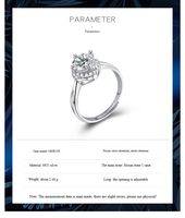 New Trend Sterling Silber Schmuck Zirkon 18k Versprechen verstellbar 1ct Moissan ite Anhänger Diamant Verlobung Frauen Ehering