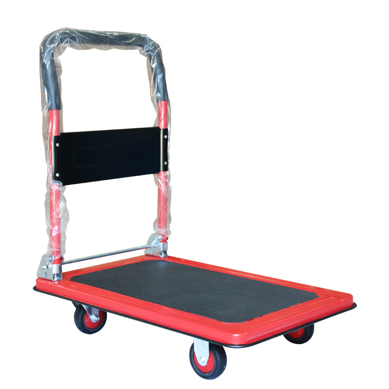 Black Heavy Duty Foldable Steel Warehouse Hand Platform Truck Trolley 300kg