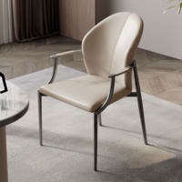 Chaise de salle à manger en cuir de luxe léger italien, épaississement, nouvelle arrivée 2025, dossier, maison, haut de gamme, hôtel, négociation, thé