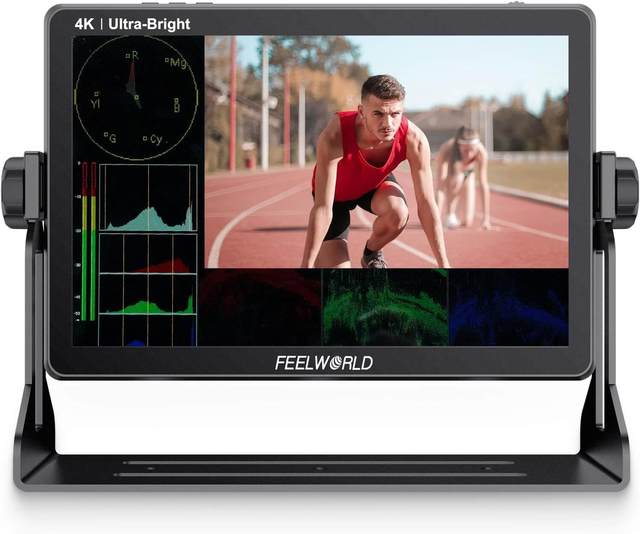 FEELWORLD LUT11H 10.1 Inch Ultra Bright 2000nit DSLR Camera Field Monitor Touch Screen 4K Out F970 External Power