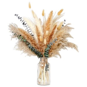 Bouquet de fleurs séchées très prisé : Herbe de la Pampa, Herbe de la Queue de Lapin, Eucalyptus, Petite Herbe de la Pampa – Idéal pour la décoration intérieure et les mariages - Product Image 2