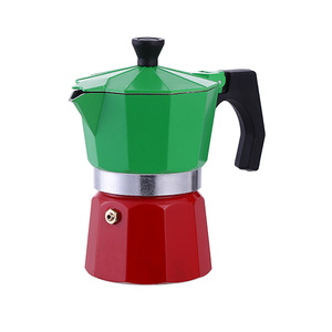Cafetière Moka en aluminium vert et rouge, style italien, octogonale, avec soupape de sécurité - Product Image 1