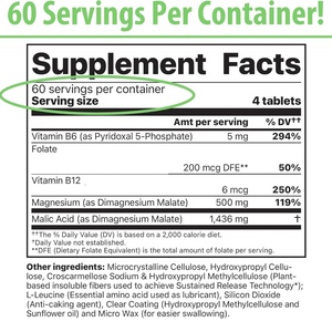 Complément d'extraits de magnésium personnalisé pour favoriser le sommeil, la santé musculaire et cardiaque avec vitamine magnésium, 240 comprimés - Product Image 3