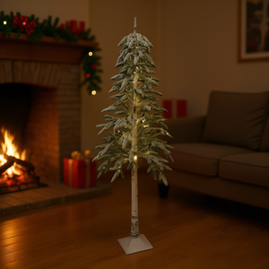 HOMEERA Artificial Christmas Tree 6 Ft Flocked With Lights Indoor Outdoor Decorative Tree High Simulation Single Piece - Product Image 2