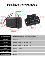 TYTXRV Accessoires de Modification de RV 12-24V Double Ports USB Chargeur de Voiture Couvercle Étanche Montage Mural pour RV Bus Camion Caravane