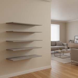 ชั้นวางของติดผนังสีเทาคอนกรีต 4 ชั้น รูปทรงสี่เหลี่ยมผืนผ้า ดีไซน์อุตสาหกรรม สำหรับห้องนั่งเล่น จัดแสดงและเก็บของ แบบติดผนัง - Product Image 2