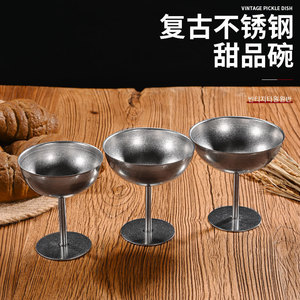 Stainless Steel <b>Dessert</b> Bowl With Stem Ice Cream Cup For Party And Banquet Use Solid Color Design - Product Image 4