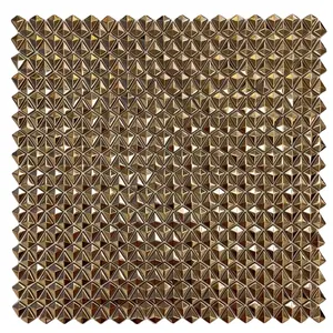 Luxury 3D surface diamond surface rose gold color stainless steel mosaic for wall decoration