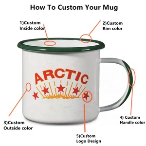 Tasse à café en émail personnalisée de 12 oz, forme de tambour bombé, avec logo imprimé, directement de l'usine, pour chocolat chaud - Product Image 2