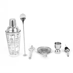 6 pezzi personalizzano Set Shaker per Cocktail da Bar in acciaio inossidabile e vetro da 450ml