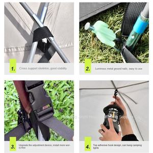 Tingkatkan kanopi tabir surya bulat untuk berkemah 6-10 orang, kanopi kubah hitam dengan ekor tenda kain Oxford luar ruangan besar - Product Image 4
