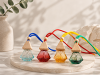 Nouveau mini diffuseur de parfum suspendu pour voiture, flacon de parfum pour voiture en verre givré avec cordon, diffuseur d'air frais pour voiture aux couleurs variées
