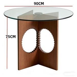 <span class=keywords><strong>Table</strong></span> à manger ronde pliable et portable pour 2 à <span class=keywords><strong>4</strong></span> personnes, plateau en verre trempé moderne, pieds en bois – Offre spéciale - Product Image 2