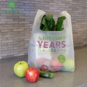 Order China Supplier Biodegradable T Shirt Plastic Bags With Handle Compost T Shirt Carry Bag