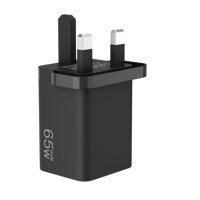 Meilleur adaptateur de voyage UE/Royaume-Uni 65W PD QC3.0 Type-C Chargeur GaN avec protection OTP pour téléphone portable et appareil photo, certifié CE ROHS, câble rétractable