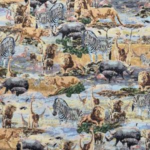 Tela Jacquard de Poliéster/Algodón con Tema de Animales Salvajes, León, Elefante, Rinoceronte, para Textiles del Hogar, Tapicería, Cojines, Bolsos, Manteles - Product Image 4