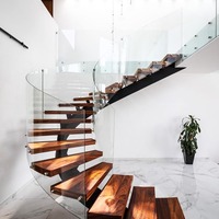 Escalier en colimaçon moderne en métal et verre pour intérieur, gain de place, 1 ensemble pour villa, duplex, appartement