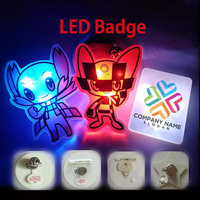 Pabrik OEM desain kustom bentuk akrilik LED lencana pin kerah peniti nama pengaman pribadi untuk persediaan pesta Promosi