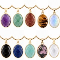 Collier Pendentif en Cristal Naturel Facetté Ovale Plaqué Or avec Chaîne Serpent et Pierres Multiples Guérisseuses – Vente en Gros