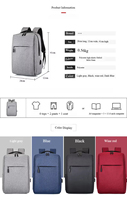 Sac à dos pour ordinateur portable d'affaires pour hommes personnalisable en stock, grande capacité, sac à dos pour étudiants, sac d'école imperméable avec chargement USB