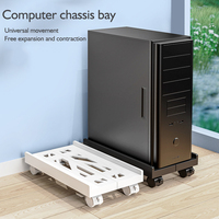 Mobile CPU Stand Study Computer Desktop Host Bracket Towers Storage Rack Cart Computer Cases with Wheels Modern Platform Black
