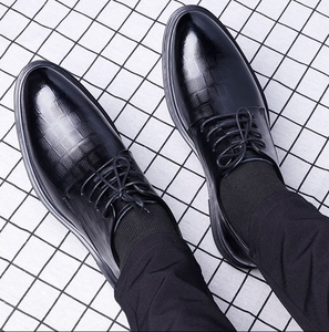 Nuevo estilo para hombre, cordones de punta redonda, aumento de amortiguación, desgaste antideslizante transpirable, zapatos de vestir de boda de oficina - Product Image 4