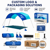 Tente de plage coupe-vent avec logo personnalisé, protection solaire UPF 50+, abri pare-soleil avec poteaux en aluminium et ancrages en sacs de sable pour le camping
