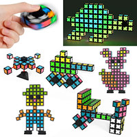 Cube de construction magnétique 3D, jouet éducatif STEM avec fonction luminescente et fonction fidget spinner