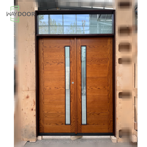 Double <span class=keywords><strong>porte</strong></span> française en bois de chêne et acajou avec verre et tableau arrière au sommet <span class=keywords><strong>Porte</strong></span> <span class=keywords><strong>d</strong></span>'<span class=keywords><strong>entrée</strong></span> pour maisons Portes doubles extérieures - Product Image 1