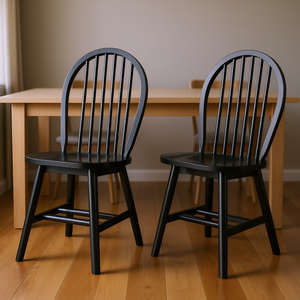 Set di 2 Sedie da Pranzo Windsor in Legno, Stile Scandinavo Moderno, Arredamento Domestico Stabile - Product Image 2