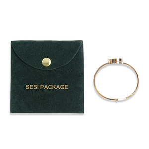 SESI รุ่นใหม่ Pochette Bijoux กระเป๋าใส่เครื่องประดับสีเขียว พร้อมโลโก้ กระเป๋าหนังกลับไมโครไฟเบอร์เนื้อละเอียดพร้อมกระดุม เหมาะสำหรับใส่เครื่องประดับ - Product Image 1