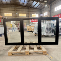 Ventanas Combinadas de Aluminio con Rotura de Puente Térmico, Suministro de Fábrica, Recubrimiento en Polvo Negro, Ventana Abatible Lateral y Ventana Central Fija de Guillotina Superior