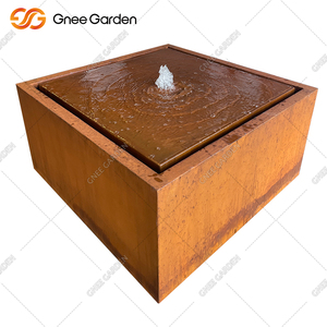 Cubo de lujo al aire libre cascada fuente de alta densidad Metal madera piedra impermeable jardín decorativo al aire libre Patio fiesta maceta - Product Image 2