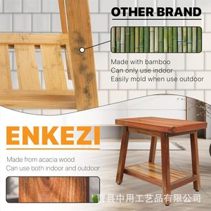 Solid Wood <b>Bathroom</b> <b>Stool</b> Double Layer Storage Foot Bath Teak Modern Design - Product Image 4
