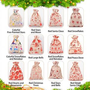 Christmas Cartoon Cotton Gift Bags <b>Gold</b> Foil Holiday Packaging 13x18cm Drawstring 12 Styles Candy <b>Chocolate</b> <b>Wrapping</b> - Product Image 3