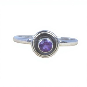 Bague en argent sterling 925 avec améthyste naturelle facettée, bijou fin fait main, style chrétien, certifié, tendance et antique - Product Image 1