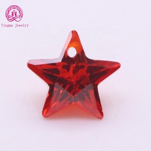 Pietra preziosa sintetica Yingma che fa un foro di colore bianco/arancione con taglio a stella con zirconi cubici cz pietre con foro - Product Image 1