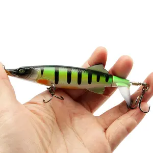 Umpan pancing ikan, 130mm/16g umpan ikan permukaan air keras umpan pancing Crankbait dengan ekor berputar