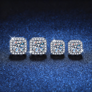 High Quality Moissanite <strong>Earring</strong> 925 Sterling Silver Round 1.0ct 6.5mm Moissanite <strong>Diamond</strong> <strong>Square</strong> Stud <strong>Earrings</strong> for Women - Product Image 4