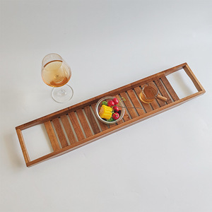 Estante para Bañera de Madera de Acacia 70x14.5x4.5cm, Bandeja Multifuncional para Aperitivos, Estante para Vino con Diseño Desmontable - Product Image 1