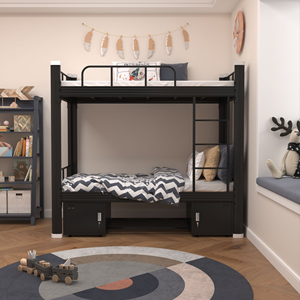 Xingte Alta Qualidade Full Size Loft Bed Aço Moderno Beliche Estudante com Sapato Gabinete Escola Apartamento Aluguer Casa - Product Image 2