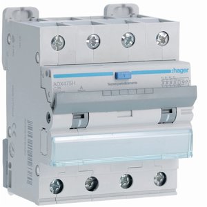 Hager Adx475h RCBO 4P 25A Tipo A 30mA Curva C 10000A per Protezione Elettrica - Product Image 1