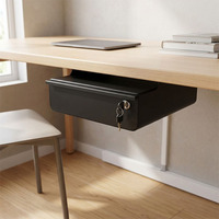 Tiroir de bureau JH-Mech sous le bureau, 310 mm de large, coulissant, dissimulé, en acier noir, à montage sous le bureau