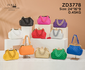 Jiali QAZA borsa nera da donna personalizzabile nuovo Design Coloful catena a tracolla a forma di nuvola ricamo in Nylon materiale fodera PC - Product Image 6