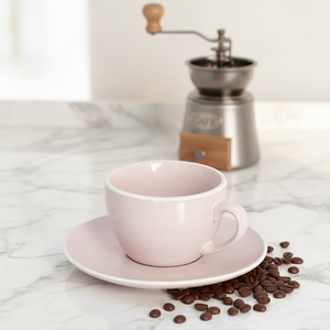 Custom Logo Luxury Pink Ceramic Espresso Cup Plate Saucer Set Dishwasher Safe Modern Design for Party Use