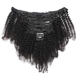 Vente en gros de cheveux humains vierges 4B 4C Extensions de cheveux afro bouclés à <span class=keywords><strong>clip</strong></span> 100% cheveux humains couleur naturelle 7 pièces par ensemble - Product Image 4