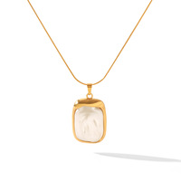 Collier pendentif pour femme tendance, chaînes en acier inoxydable plaqué or, breloques étanches incrustées de perles